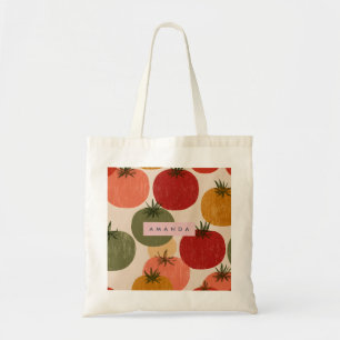Personalized Retro Tomato Garden Style Tote Bag