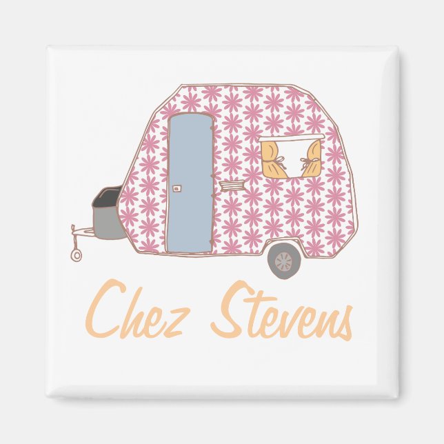 Personalized Retro Vintage Caravan Design Magnets (Front)