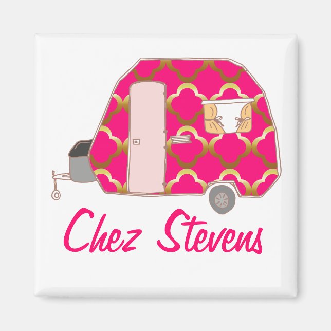 Personalized Retro Vintage Caravan Design Magnets (Front)