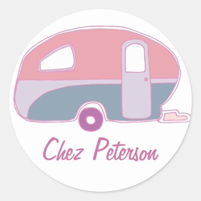 Personalized Retro Vintage Caravan Design Stickers (Front)