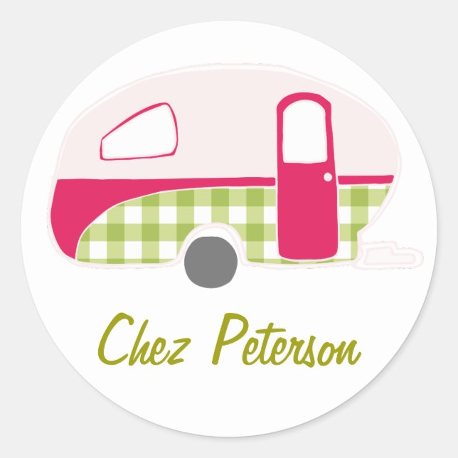 Personalized Retro Vintage Caravan Design Stickers (Front)