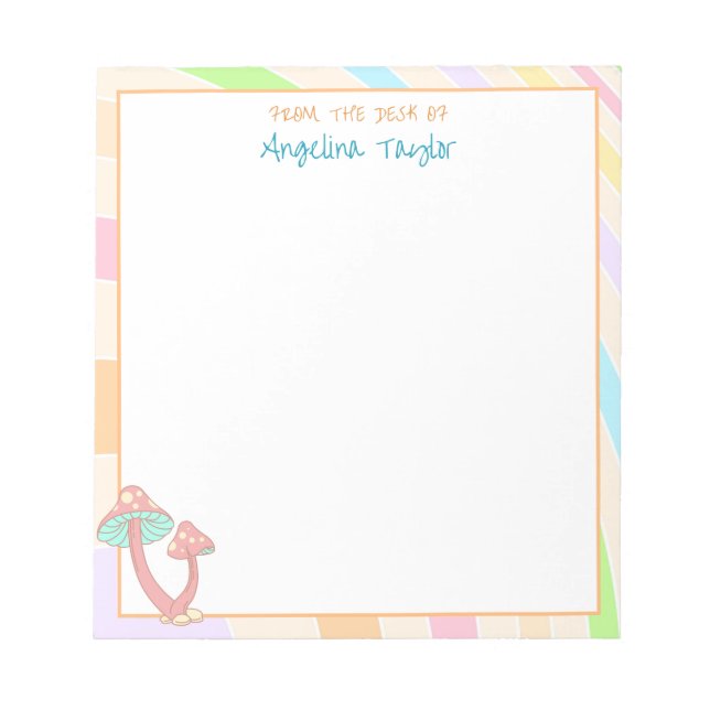 Personalized Retro Vintage Colours and Mushrooms Notepad (Front)
