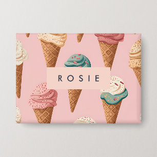 Personalized Retro Vintage Ice Cream Cone Pattern