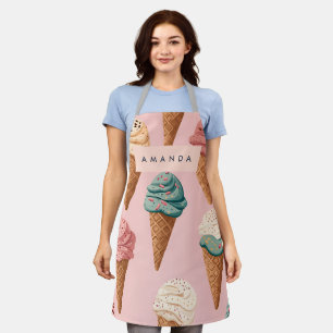 Personalized Retro Vintage Ice Cream Cone Pattern Apron