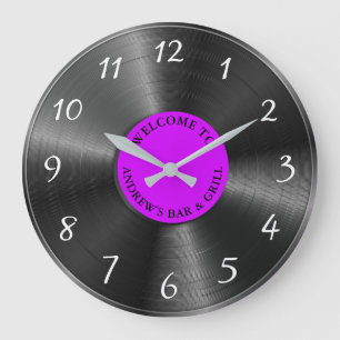 Personalized Retro Vinyl Album Vintage Record Large Clock