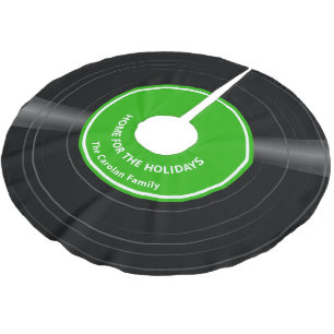 Personalized Retro Vinyl Record Bright Green Brushed Polyester Tree Skirt