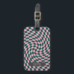 Personalized Retro Warped Green Pink Chequered   Luggage Tag<br><div class="desc">Retro warped checks chequerboard design,  in a deep jungle green and pink colour combination. Retro chequerboard twirled seventies psychedelic style modern design home decor,  dorm room,  office and school products and retro warped chequered gifts.</div>