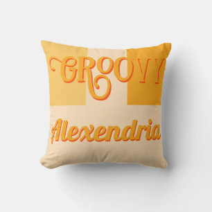 Personalized Retro Yellow Throw Pillow