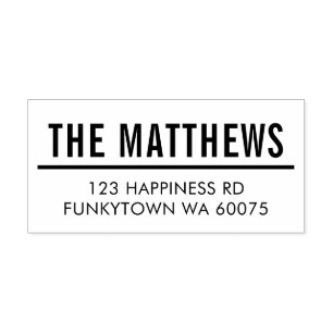 PERSONALIZED RETURN ADDRESS bold modern block type Rubber Stamp