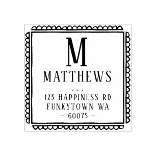 PERSONALIZED RETURN ADDRESS classy scallop border Rubber Stamp
