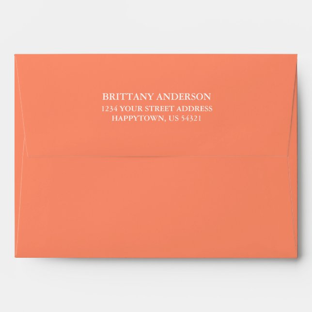 Personalized Return Address Coral Invitation Envelope (Back (Top Flap))