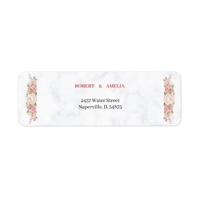Personalized Return Address Elegant Rose Flower (Front)