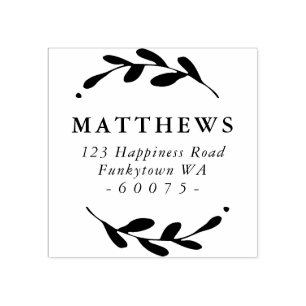 PERSONALIZED RETURN ADDRESS foliage frame simple Rubber Stamp