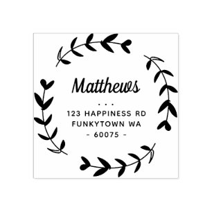 PERSONALIZED RETURN ADDRESS hand drawn foliage Rubber Stamp