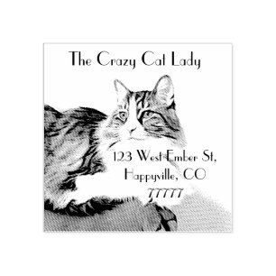 Personalized return address, handsome cat. rubber stamp