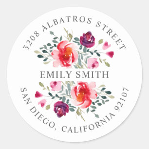 Personalized Return Address I  Botanical Motif  Classic Round Sticker