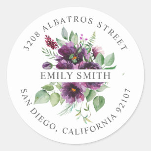 Personalized Return Address I  Botanical Motif  Classic Round Sticker