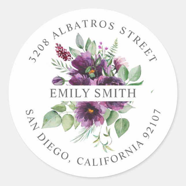 Personalized Return Address I  Botanical Motif  Classic Round Sticker (Front)