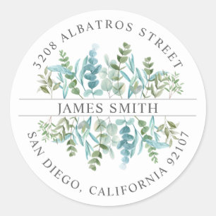 Personalized Return Address I Eucalyptus Motif Classic Round Sticker