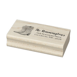 Personalized Return Address Stamp Blue Wood Barn D