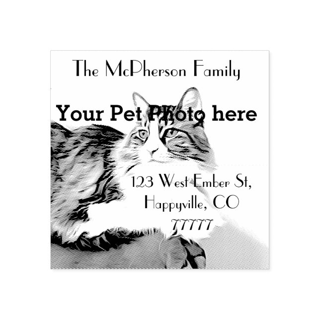 Personalized return address, your pet photo rubber stamp (Imprint)