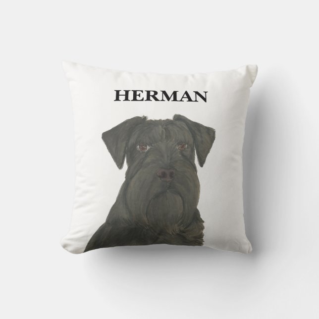 Personalized Reversible Black Schnauzer Throw Pillow (Front)