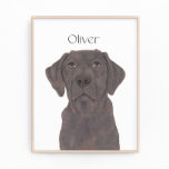 Personalized Reversible Chocolate Labrador Art Photo Print<br><div class="desc">I am in love with this beautifully detailed watercolor illustration of a chocolate lab or labrador! Personalize these art prints with your name or monogram to compliment your decor and change fonts by selecting the "edit using design tool" option at personalization. Shop the rest of my collection for the sweetest...</div>