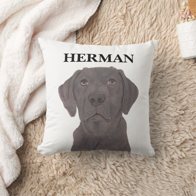 Personalized Reversible Chocolate Labrador Throw Pillow (Blanket)