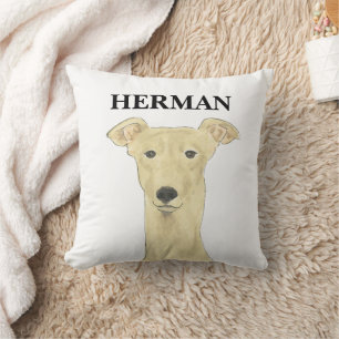 Personalized Reversible Fawn Greyhound Dog Throw Pillow