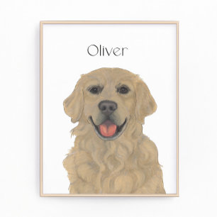 Personalized Reversible Golden Retriever Dog Art Photo Print