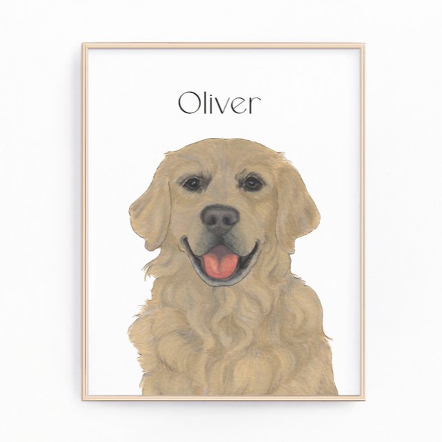 Personalized Reversible Golden Retriever Dog Art Photo Print (Creator Uploaded)