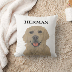 Personalized Reversible Golden Retriever Dog Throw Pillow