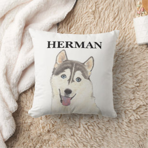 Personalized Reversible Husky Dog Throw Pillow