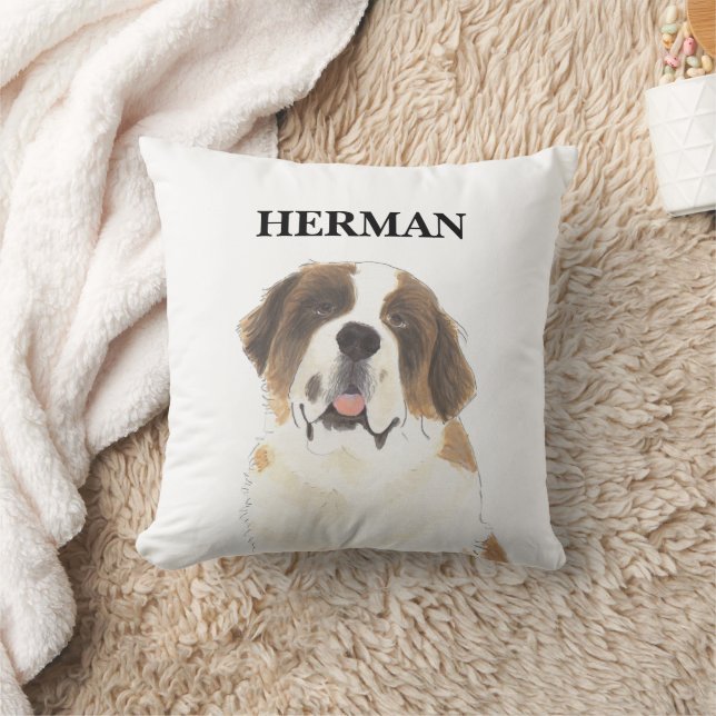 Personalized Reversible St. Bernard Throw Pillow (Blanket)