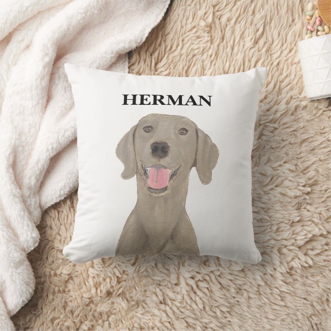 Personalized Reversible Weimaraner Throw Pillow (Blanket)