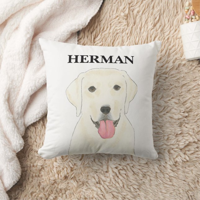 Personalized Reversible White Labrador Throw Pillow (Blanket)