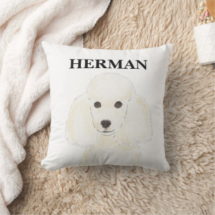 Personalized Reversible White Poodle Throw Pillow