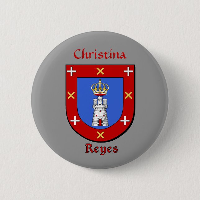 Personalized Reyes Historical Shield 2 Inch Round Button (Front)