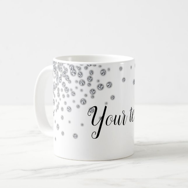 Personalized rhinestone mug Add your text (Front Left)