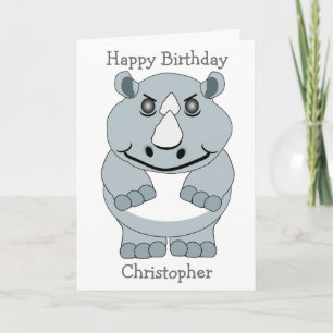 Personalized Rhino Design Birthday Card
