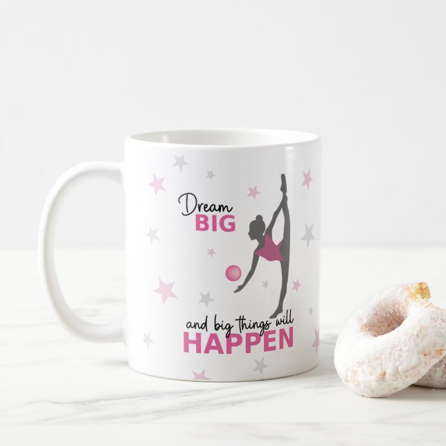 Personalized Rhythmic Gymnast Dream Big Coffee Mug (With Donut)