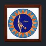 Personalized Rhythmic Gymnastic Jewellery Box<br><div class="desc">Place all your treasures in this lovely wooden gift box by DeHaan Designs.   Beautiful rhythmic gymnast dances with a ball on tile box top. Customize box size and colour,  add name to personalize.   Amazing gift idea for Christmas or any holiday.  Ships all over the world.</div>