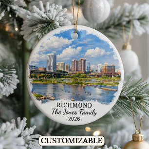 Personalized Richmond Ornament, Custom Virginia Ceramic Ornament