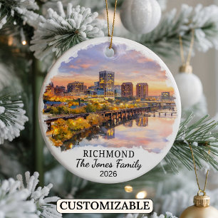 Personalized Richmond Ornament, Custom Virginia Ceramic Ornament
