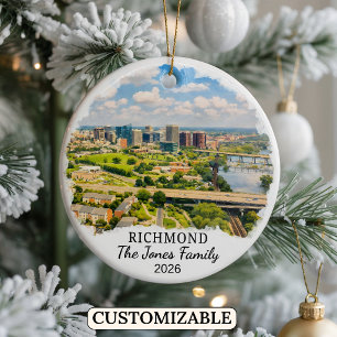 Personalized Richmond Ornament, Custom Virginia Ceramic Ornament