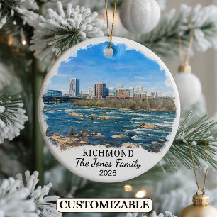 Personalized Richmond Ornament, Custom Virginia Ceramic Ornament