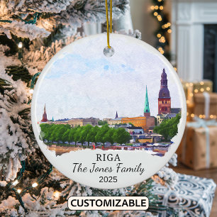 Personalized Riga Ornament, Latvia Ceramic Ornament