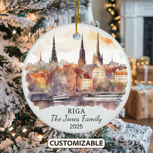 Personalized Riga Ornament, Latvia Gift Ceramic Ornament