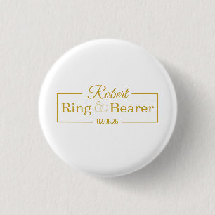 Personalized Ring Bearer Baseball Gift for Groomsm 1 Inch Round Button