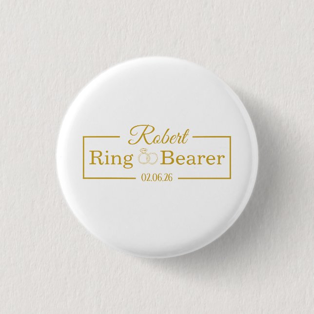 Personalized Ring Bearer Baseball Gift for Groomsm 1 Inch Round Button (Front)